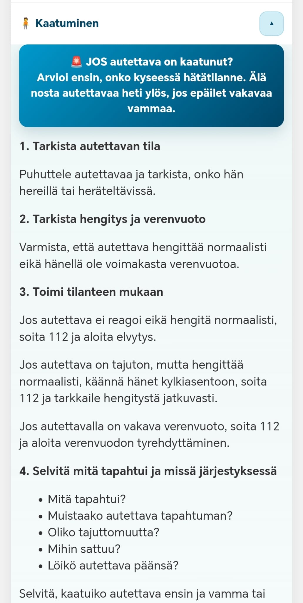 HelpKoMobiilin Kaatuminen-moduulin esimerkkiversio